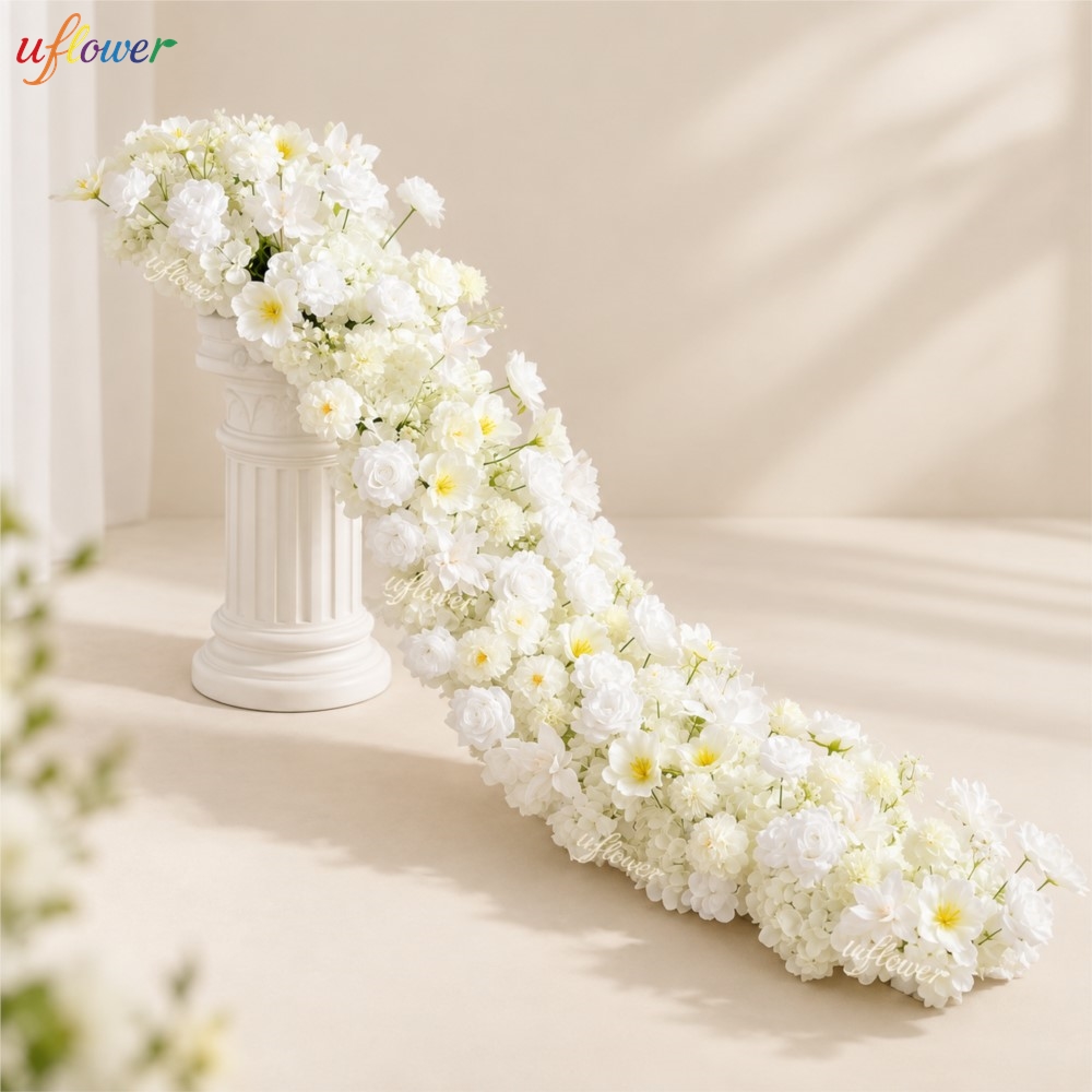 Uflower Beyaz Gül ve Ortanca Y - Table Runner incelemesi ve fiyatı