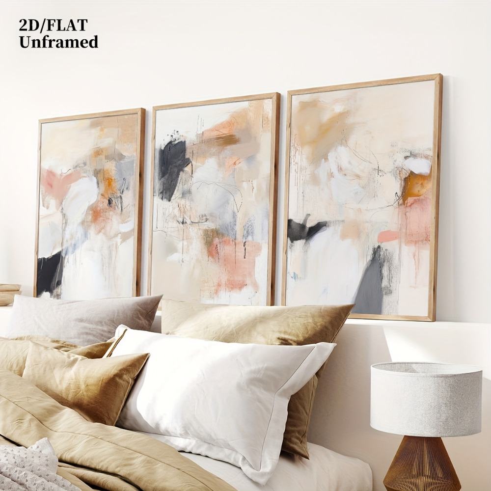 3 adet Çerçevesiz, Nötr Bej Al - Abstract Canvas Set incelemesi ve fiyatı